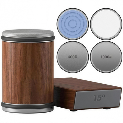 Sharpening disc set with 15 degree angle base — 400 and 1000 grit