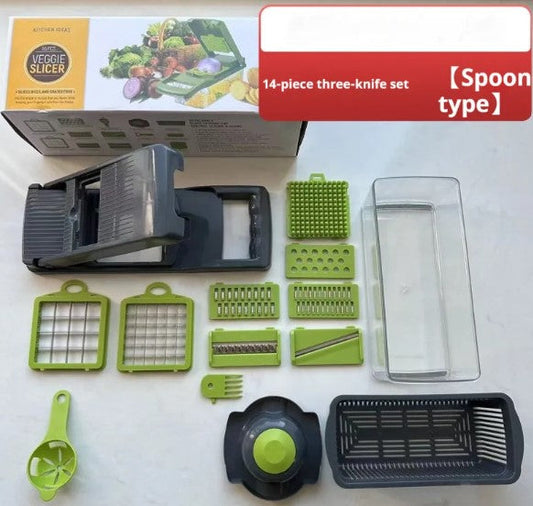 Multi-Blade Vegetable Chopper with built-in catch container